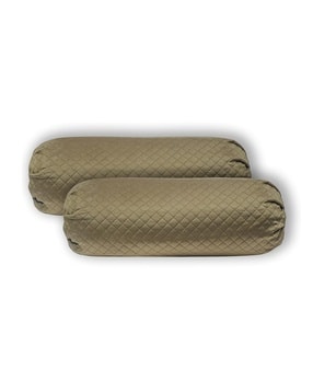 Set of 2 Quilted Velvet Bolster Covers 16" x 32"   -image-4