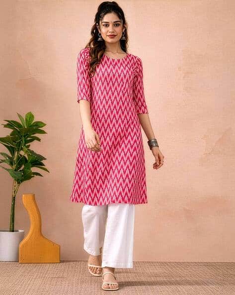 Women Geometric Print Straight Kurta