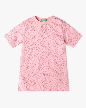 united colors of benetton Girls All-Over Heart Print A-Line Dress-picture-33