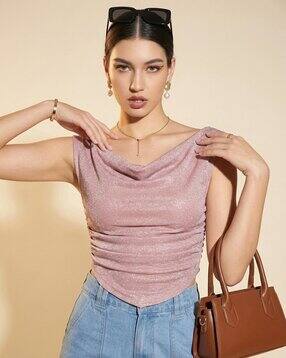 Women Slim Fit Cowl Neck Top-image-8