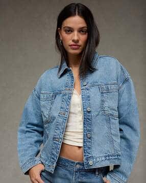 american eagle Women Regular Fit Denim Jacket with Patch Pocket -picture-17