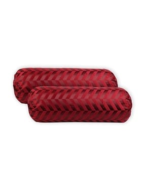 Set of 2 Chevron Pattern Velvet Bolster Covers 16" x 32"   -image-9