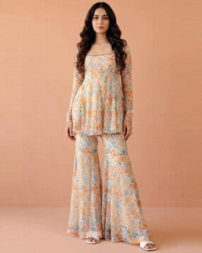 revangi Women Floral Print 2-Piece Anarkali Kurta Set-picture-16