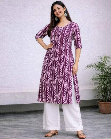 Women Geometric Print Straight Kurta