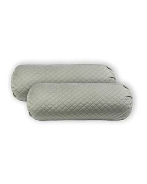 Set of 2 Quilted Velvet Bolster Covers 16" x 32"