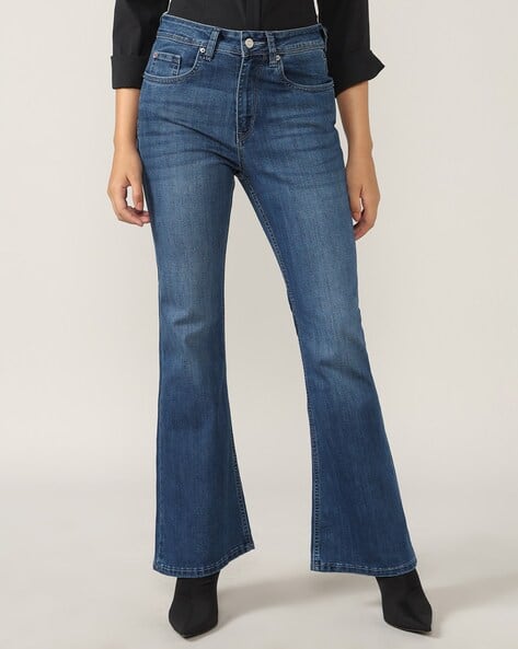 Women Lightly Washed Flared Jeans