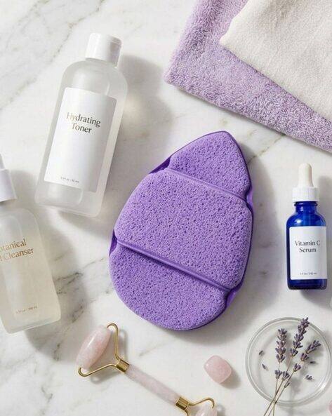 Baskety Women Facial Cleansing Sponge with Finger Strap