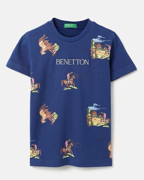united colors of benetton Boys Graphic Horse Pique Regular Fit Round-Neck T-Shirt-picture-53