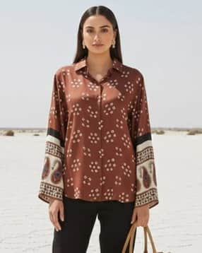 indie picks Bandhani Print Relaxed Fit Shirt with Spread Collar-picture-45