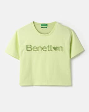 united colors of benetton Girls Brand Print Regular Fit Round-Neck T-Shirt-picture-37