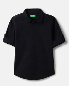united colors of benetton Boys Regular Fit Cotton Shirt with Spread Collar-picture-37