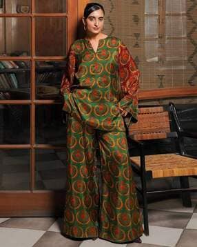 indie picks Persian Heritage Print Top & Palazzos Co-Ord Set-picture-32