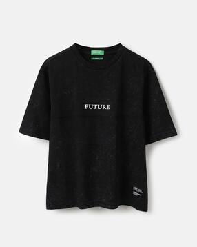 united colors of benetton Boys Boxy Fit Round Neck Typographic Acid Wash T-Shirt-picture-12