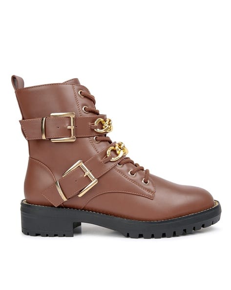 LONDON RAG Women Ankle-Length Boots with Buckle Closure