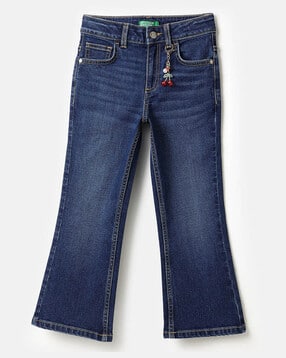 united colors of benetton Girls Lightly Washed Bootcut Jeans with Cherry Charm-picture-29