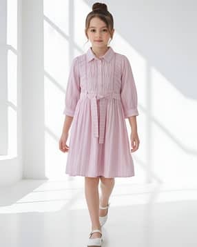 bella moda Girls Striped Fit & Flare Dress-picture-30