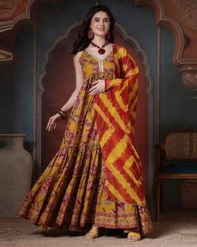 glam roots Women Floral Print Anarkali Kurta with Dupatta-picture-12