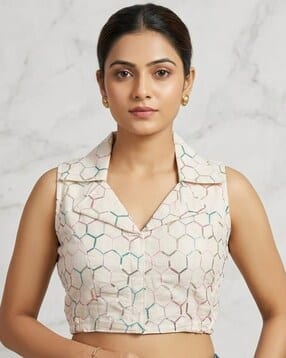 Embellished Front-Open Blouse-image-30