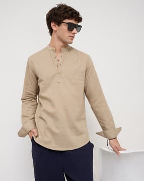 vastrado Men Slim Fit Kurta with Mandarin Collar-picture-13