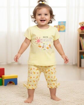 Typographic Print T-Shirt & Pyjamas Set-image-25