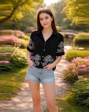 nyrika Women Embroidered Regular Fit Shirt-Styled Top-picture-15