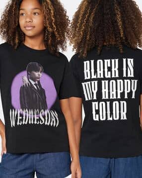 max Girls Wednesday Print Oversized T-Shirt-picture-19