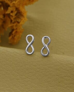 vanbelle Women Sterling Silver Rhodium-Plated Infinity Stud Earrings-picture-26