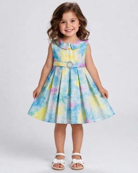 the magic wand Girls Tie & Dye Fit & Flared Peter Pan Collar Dress-picture-34