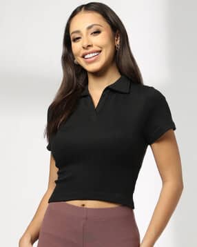 rio basic Women Ribbed Regular Fit Polo T-Shirt-picture-10