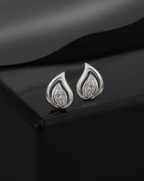 vanbelle Women Sterling Silver Rhodium-Plated Cubic Zirconias Teardrop Stud Earrings-picture-18