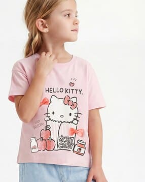 max Girls Hello Kitty Print Oversized T-Shirt-picture-30