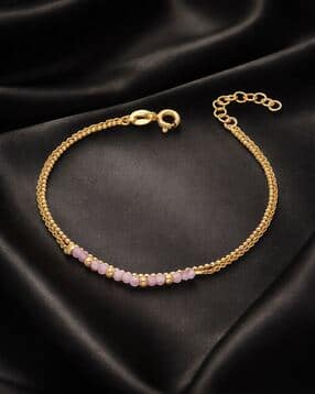 vanbelle Women Sterling Silver Gold-Plated Amethyst Stone Double-Layered Bracelet-picture-49