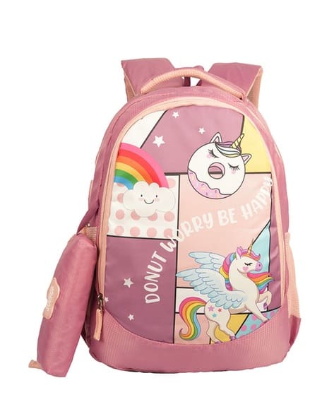 Priority Girls Unicorn Printed School Backpack with Pouch - 30 L