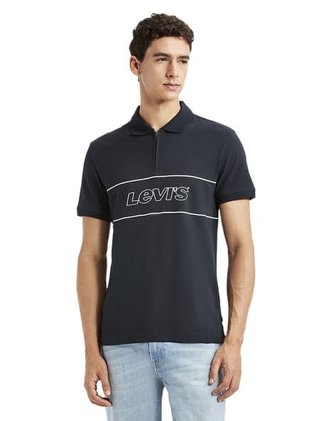 Men Brand Print Slim Fit Polo T-Shirt