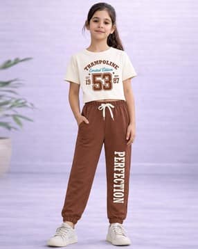 trampoline Girls Typographic Print Top with Pants Set-picture-15