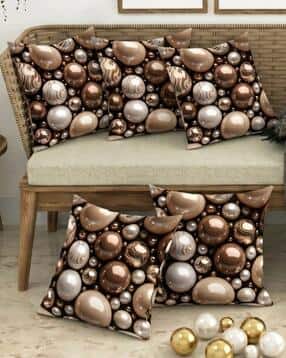 chhavi india Set of 5 Printed Square-Shaped Cushion Covers 16" x 16"-picture-22