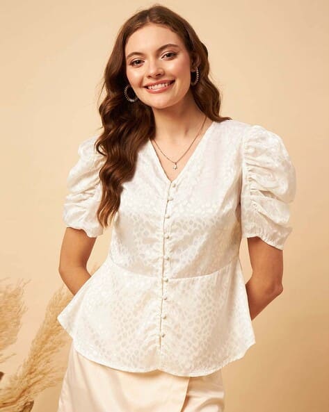 MINT STREET Women Regular Fit V-Neck Top