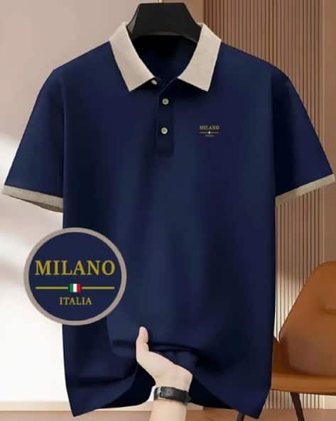 QNIM Men Typographic Print Regular Fit Polo T-Shirt