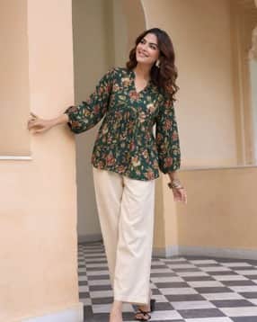 Women Floral Print V-Neck Tunic-image-19