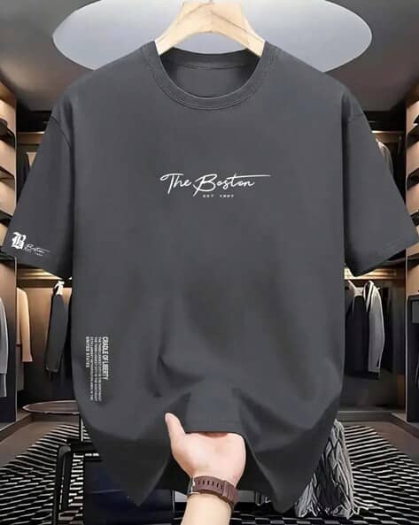 QNIM Men Typographic Print Regular Fit Crew-Neck T-Shirt