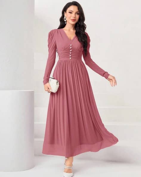 FABNEX Women V-Neck Fit & Flare Dress