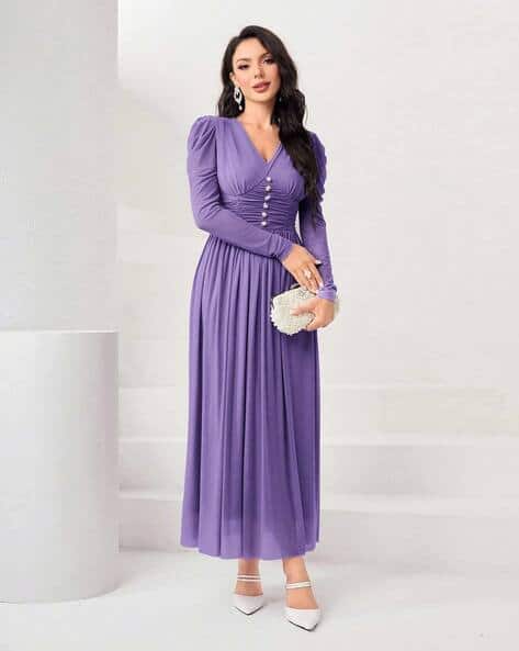 FABNEX Women V-Neck Fit & Flare Dress