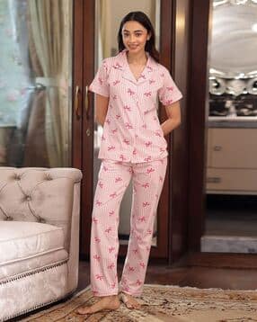 nap story Women Printed Shirt & Pyjamas Set-picture-40