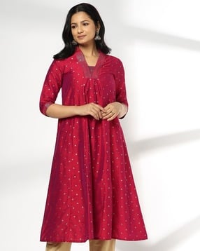 avaasa mix n' match Women Micro Print Flared Kurta-picture-25