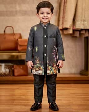 Boys Printed Sherwani Set-image-14
