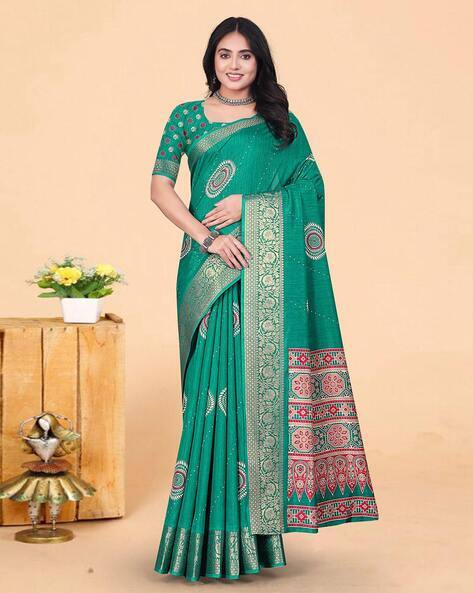 J6 DESIGNERS Women Dola Silk Zari Woven Saree With Contrast Border