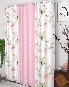 chhavi india Set of 3 Floral Print Door Curtains with Eyelets-picture-35