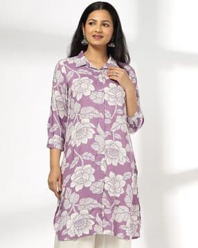 fusion Women Floral Print Straight Kurta-picture-48