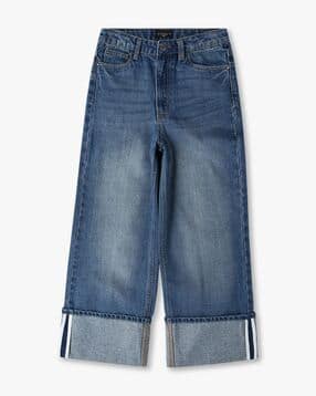 Girls Lightly Washed Wide-Leg Jeans