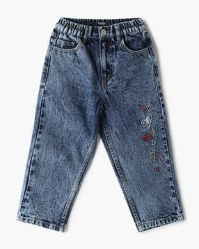 yousta Girls Acid-Wash Barrel Regular Fit Jeans-picture-16